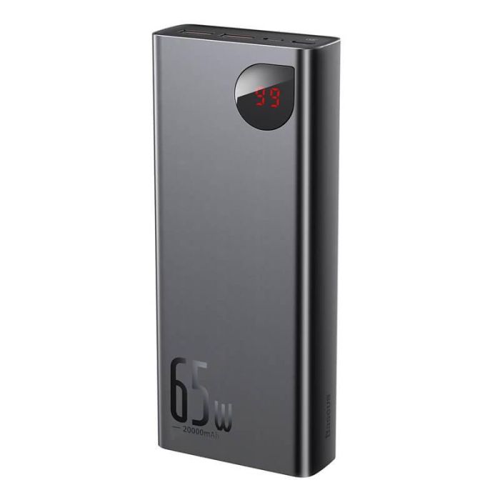 Повербанк BASEUS Adaman Metal Digital Display Quick Charge 20000mAh (2USB / 1Type-C, 6A, 65W). Black