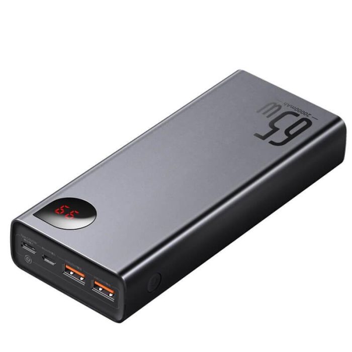 Повербанк BASEUS Adaman Metal Digital Display Quick Charge 20000mAh (2USB / 1Type-C, 6A, 65W). Black