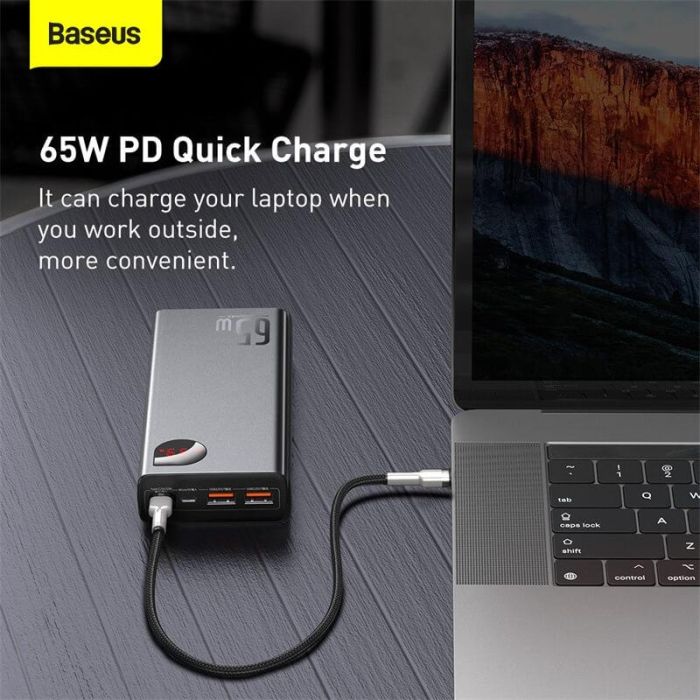 Повербанк BASEUS Adaman Metal Digital Display Quick Charge 20000mAh (2USB / 1Type-C, 6A, 65W). Black