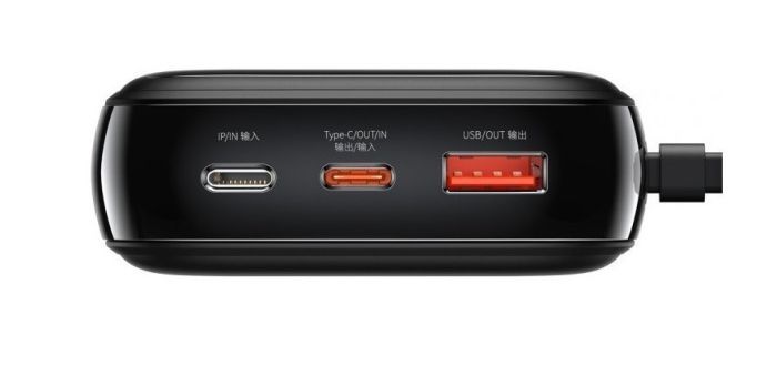 Baseus Q Pow 20000 mAh 22.5W Quick Charge + кабель Type-C для iPad/Samsung/Xiaomi/Huawei/iPhone black
