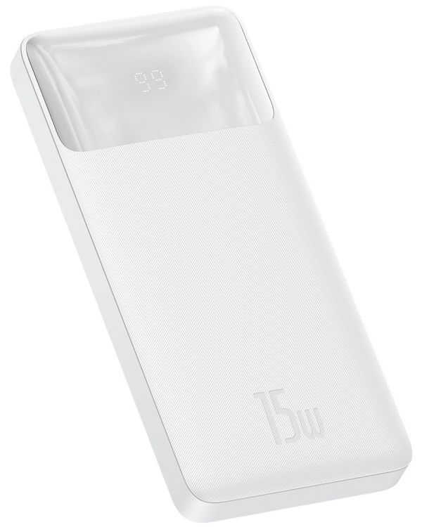 Повербанк на 10000mAh BASEUS Bipow Digital Display Power bank | 2USB / 1Type-C, 3A / 15W, QC |. White