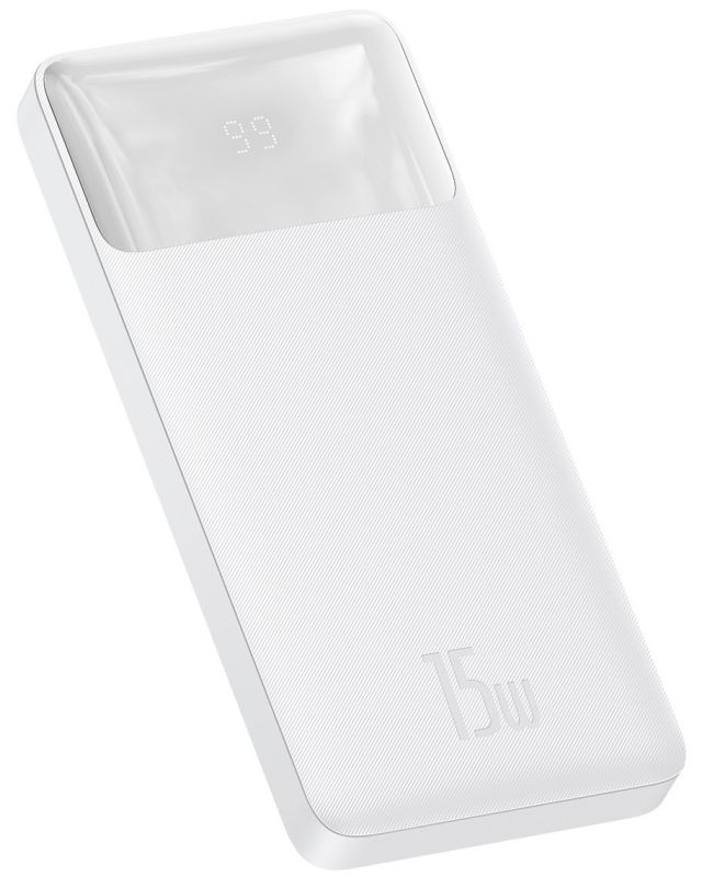 Baseus 10000 mAhBipow Digital Display | 2USB / 1Type-C, 3A / 15W, QC |. White