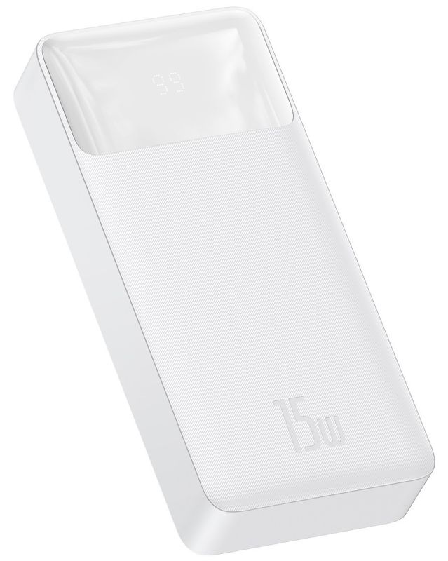 Baseus Bipow Digital Display 20000 mAh | 2USB / 1Type-C, 3A / 15W, QC |. White