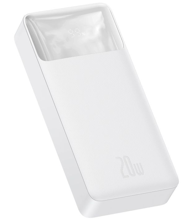Повербанк на 20000mAh BASEUS Bipow Digital Display Power bank | 2USB / 1Type-C, PD / QC, 20W, 3A |. White