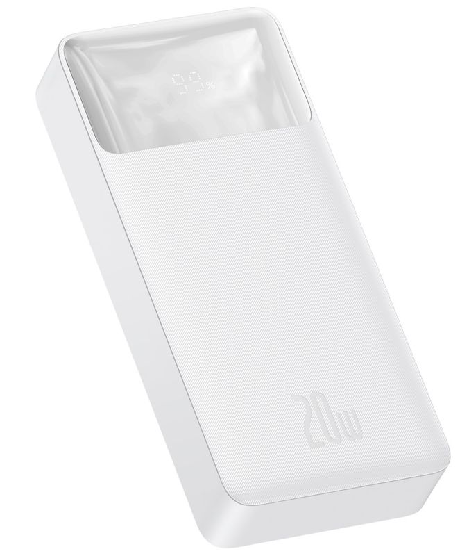 Baseus 20000 mAhBipow Digital Display | 2USB / 1Type-C, PD / QC, 20W, 3A |. White