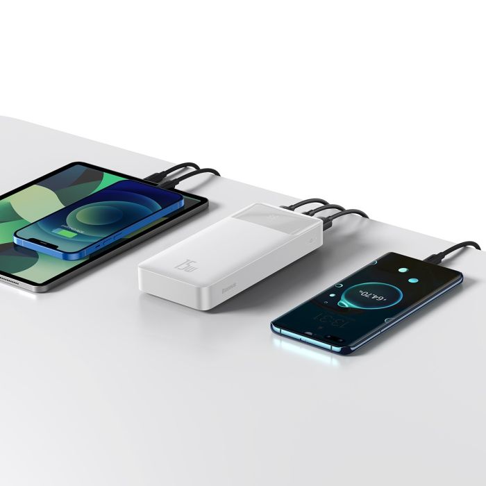 Baseus Bipow Digital Display 20000 mAh | 2USB / 1Type-C, 3A / 15W, QC |. White