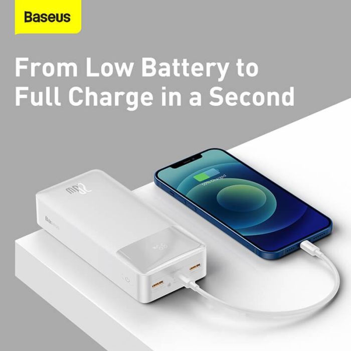 Baseus Bipow Digital Display 30000 mAh | 2USB / 1Type-C, PD / QC, 20W, 3A |. White