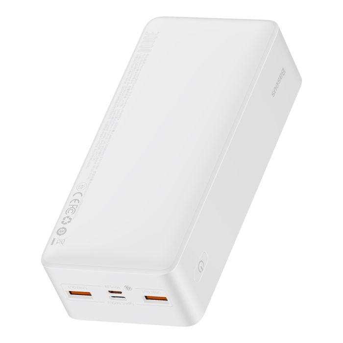 Baseus Bipow Digital Display 30000 mAh | 2USB / 1Type-C, PD / QC, 20W, 3A |. White