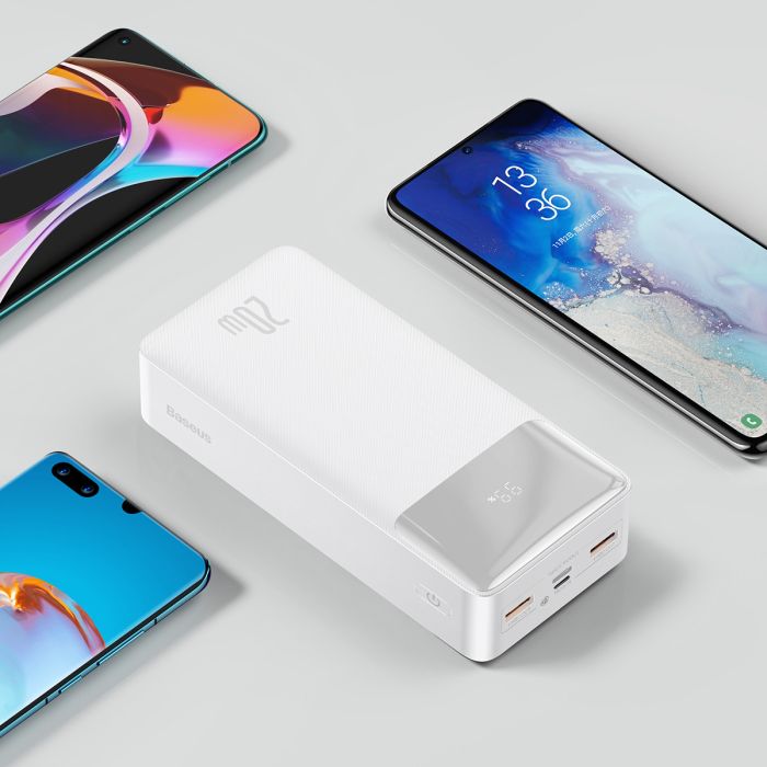 Baseus Bipow Digital Display 30000 mAh | 2USB / 1Type-C, PD / QC, 20W, 3A |. White