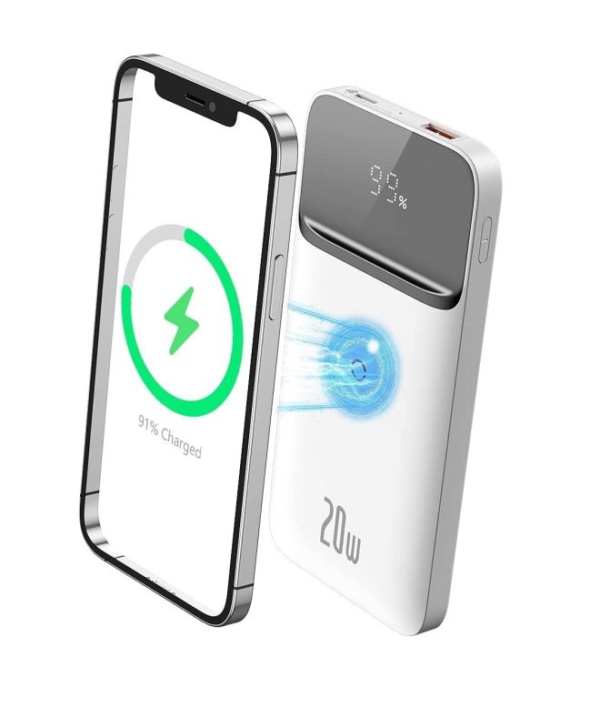 Baseus Magnetic wireless Quick Charge 10000 mAh 20W для iPhone 12-13|12-13 Pro|Max|Watch| AirPods| iPad| Samsung| Xiaomi| Huawei| Lenovo| Oppo White