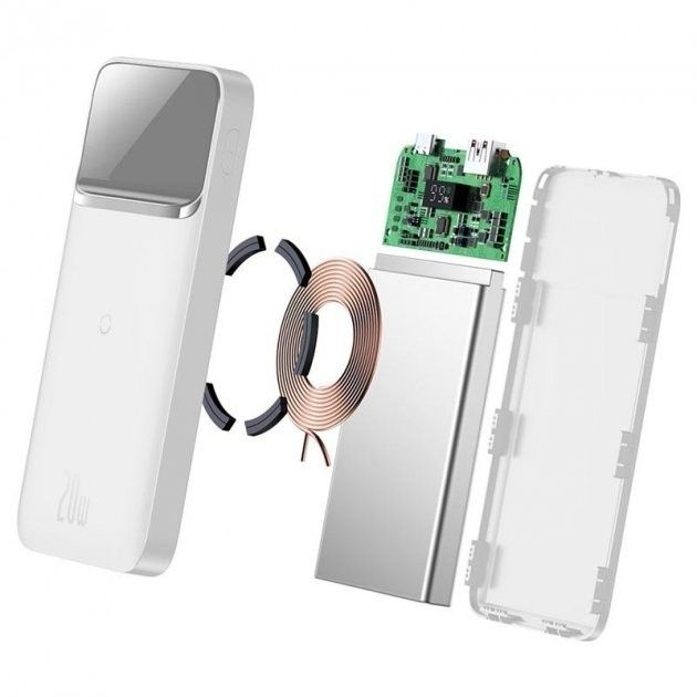 Baseus Quick Charge 10000 mAh 20W з швидкою бездротовою зарядкою для Android/iOS White
