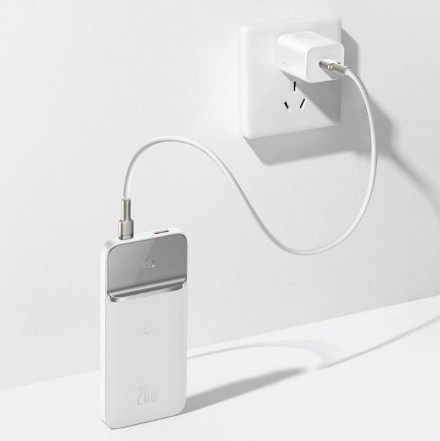 Baseus Quick Charge 10000 mAh 20W з швидкою бездротовою зарядкою для Android/iOS White