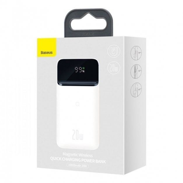 Baseus Quick Charge 10000 mAh 20W з швидкою бездротовою зарядкою для Android/iOS White