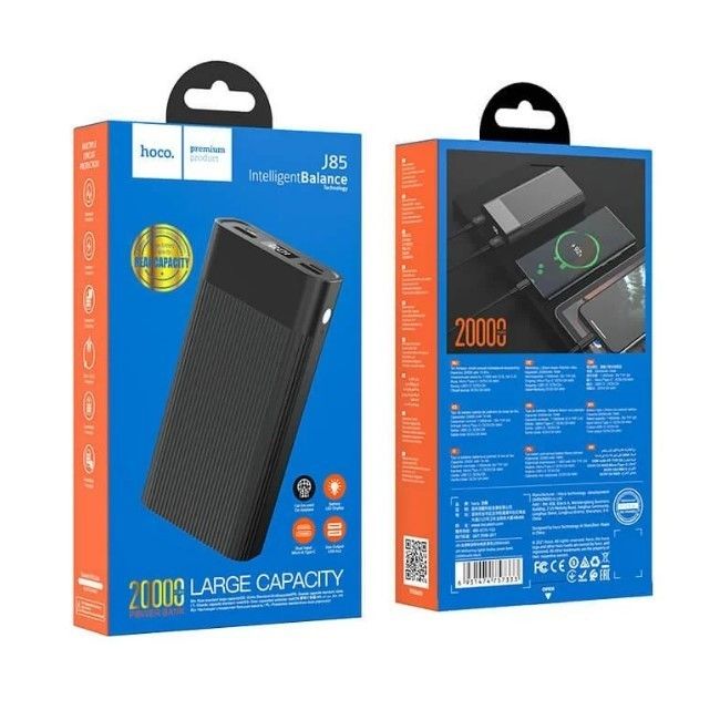 Hoco Premium J85 Type-C, USB, Micro-USB (2A, 20000 mAh, USB Type-С, портативна зарядка) powerbank - Чорний