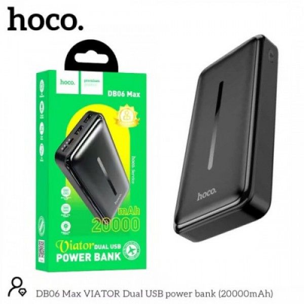 Повербанк портативний зарядний пристрій Power Bank Hoco premium 20000 mAh Max Viator зручна батарея Black