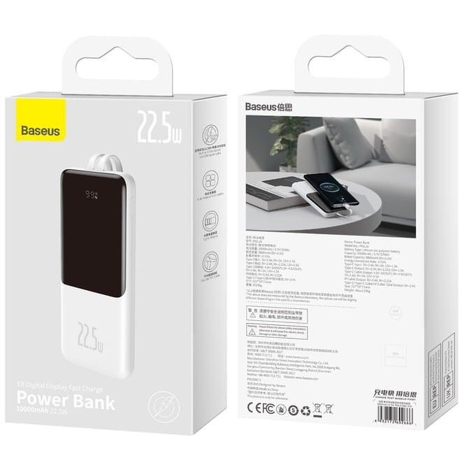 Baseus Elf Digital Display Fast Charge 10000 mAh 22.5W PPJL010002 White