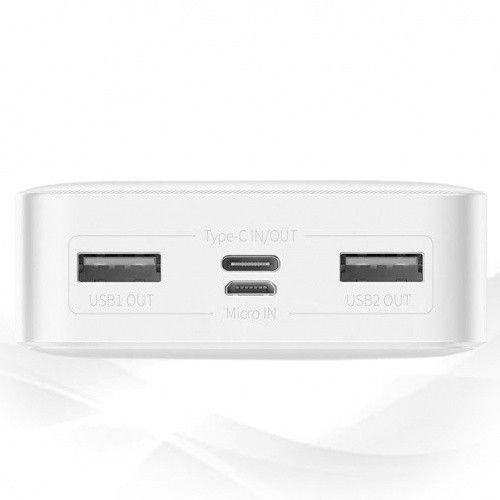 Baseus (20000 mAh 15W з Led дисплеєм 2xmicro USB 2xType-C) - Білий