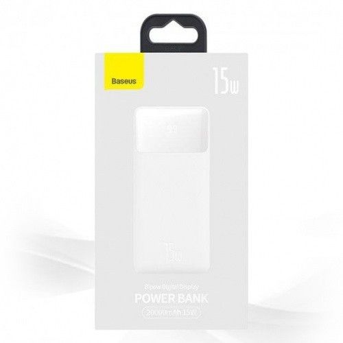 Baseus (20000 mAh 15W з Led дисплеєм 2xmicro USB 2xType-C) - Білий