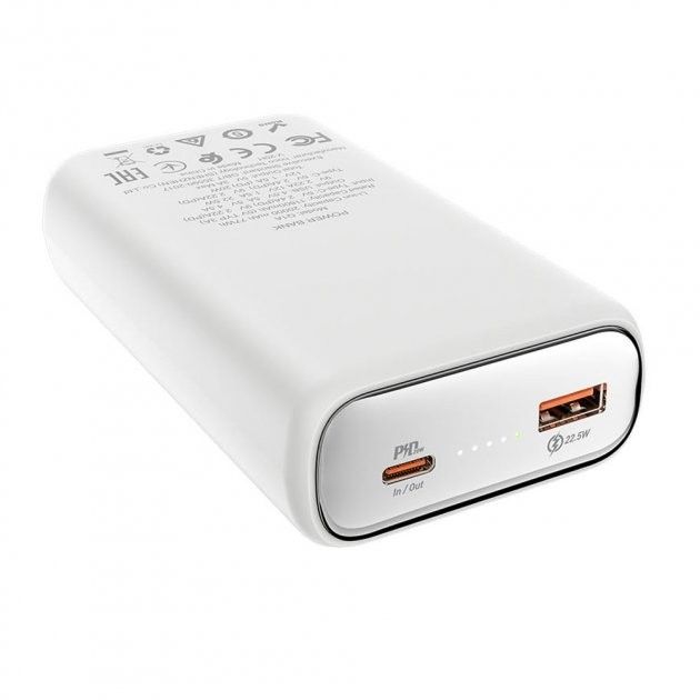 Hoco Q1A з Led зарядкою (20000 mAh 1USB/1Type-C, 3.7 V, 77Wh 3А) - Білий