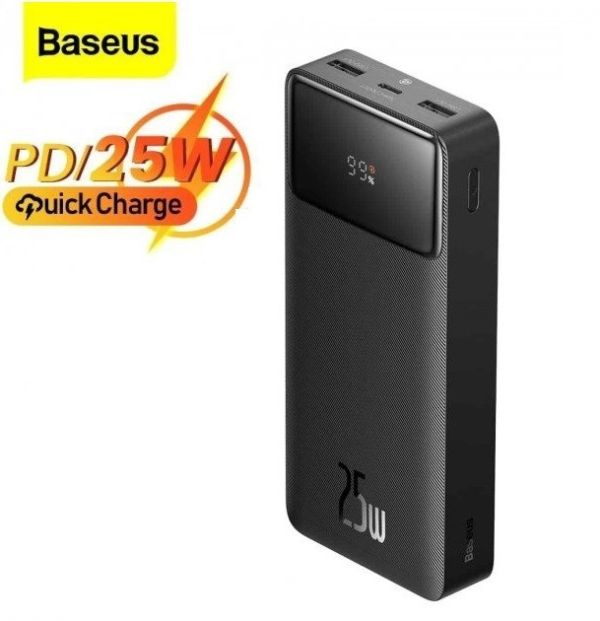 Павербанк Baseus Quick Charge 20000mAh 25W з кабелем USB-C 60W (20V/3A) black