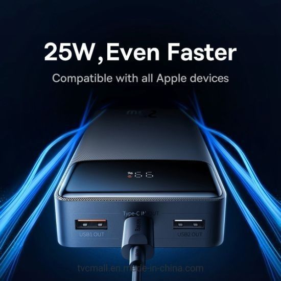 Baseus Quick Charge 20000 mAh 25W з кабелем USB-C 60W (20V/3A) black