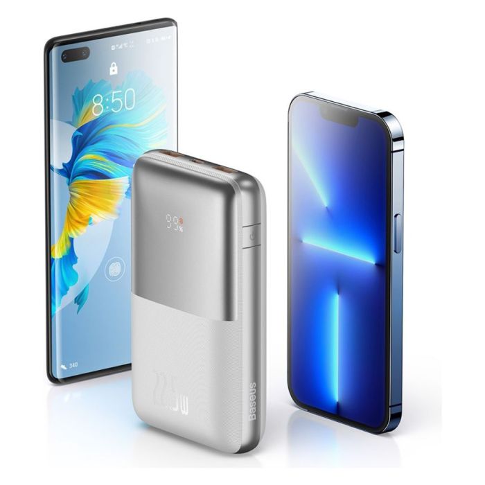 Baseus Bipow Pro Digital Display 20000 mAh |2xUSB, 1xType-C, 22.5W/5A, PD/QC|white