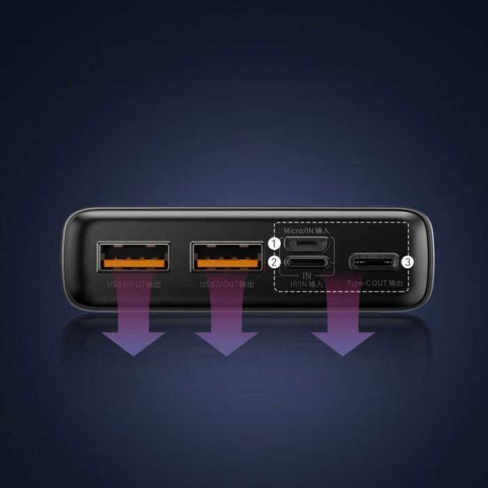 Baseus Adaman Metal Digital Display 20000 mAh 22.5W Quick Charge для iPhone/Samsung/Xaomi/Huawei Черний