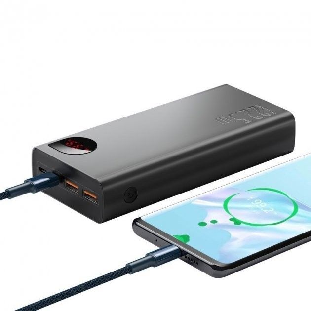 Baseus Adaman Metal Digital Display 20000 mAh 22.5W Quick Charge для iPhone/Samsung/Xaomi/Huawei Черний