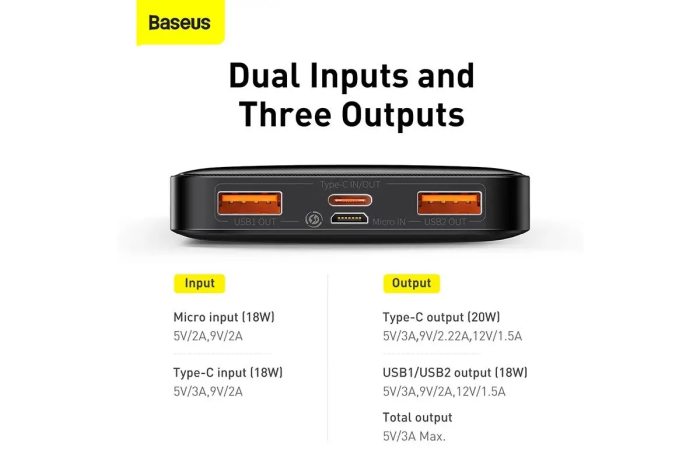 Baseus 20000 mAh 20w PD QC 4.0 Black (PPBD20K)