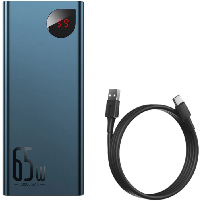 Baseus Adaman Metal Digital 20000 mAh 65W, Blue (QC3.0 PD3.0) (PPIMDA-D03)