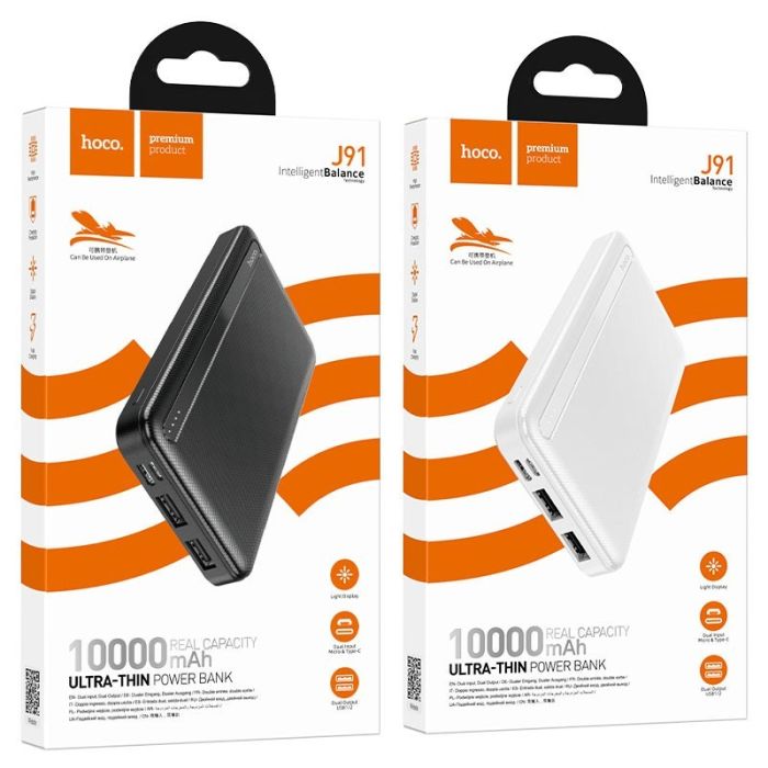 Hoco J91 10000 mAh 2USB/Type-C, 2.1A чорний