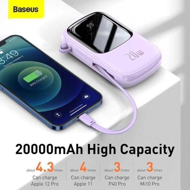 Baseus Q Pow 20000 mAh 20W Quick Charge + кабель Lightning для iPhone/iPad/Samsung/Xiaomi/Huawei pur