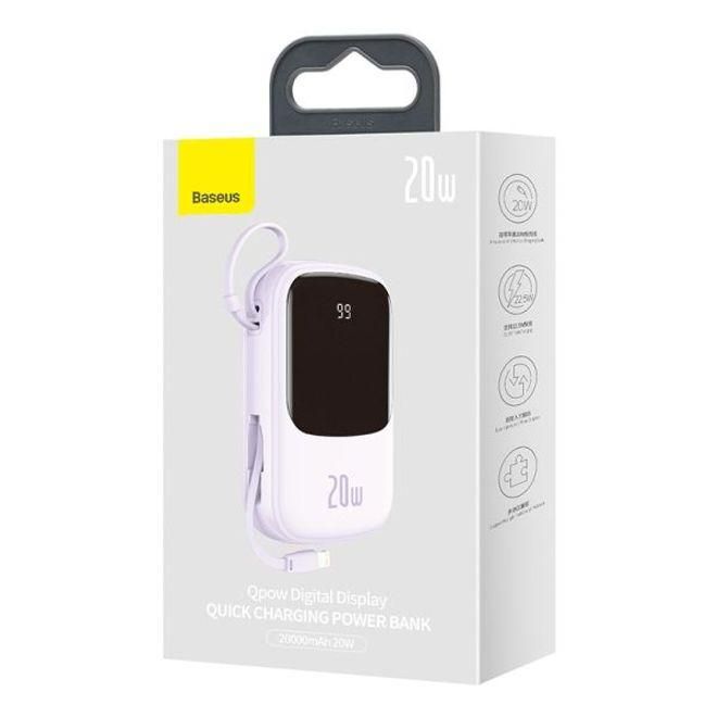 Baseus Q Pow 20000 mAh 20W Quick Charge + кабель Lightning для iPhone/iPad/Samsung/Xiaomi/Huawei pur