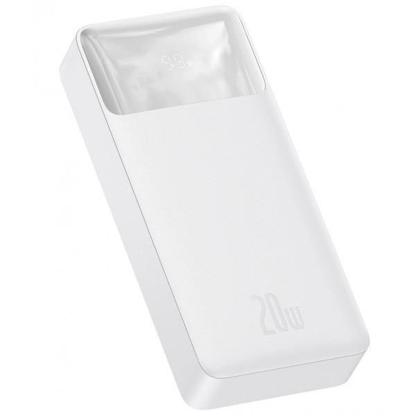 Baseus Digital display 20000 mAh на 20 W з LED-дисплеєм, + кабель в комплекті Білий