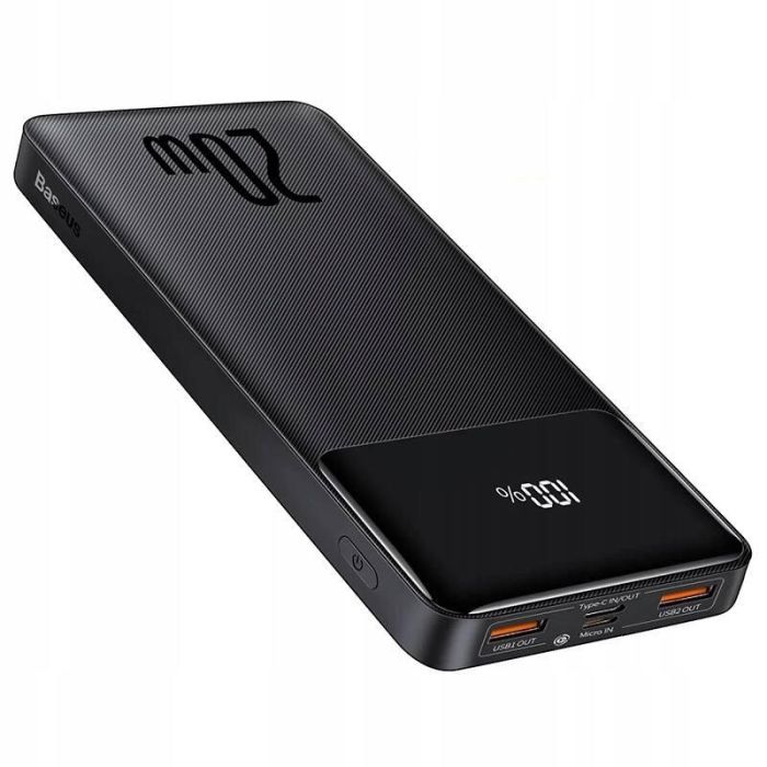 Baseus Powerbank 10000 mAh 20W 3xUSB чорний
