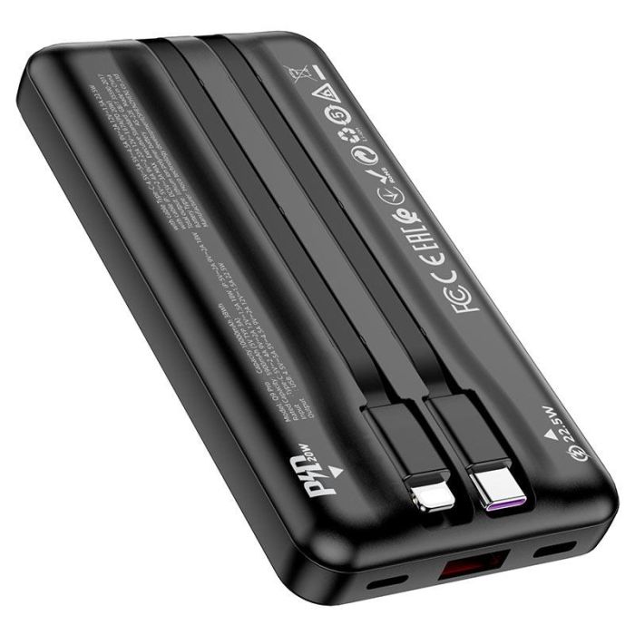 Hoco 10000 mAh зі швидким заряджаннямShell Small (22,5W, 5A, QC/PD). Black