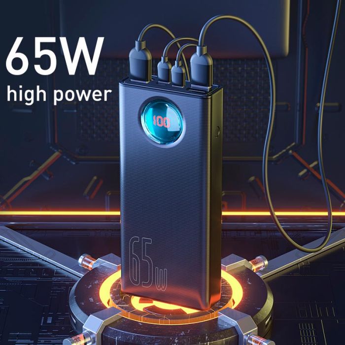 Baseus Amblight Digital Display Fast Charge 30000 mAh 4USB/Type-C/Lightning 65W/5A PD/QC PPLG000101 black