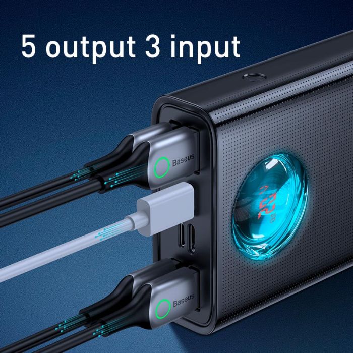 Baseus Amblight Digital Display Fast Charge 30000 mAh 4USB/Type-C/Lightning 65W/5A PD/QC PPLG000101 black