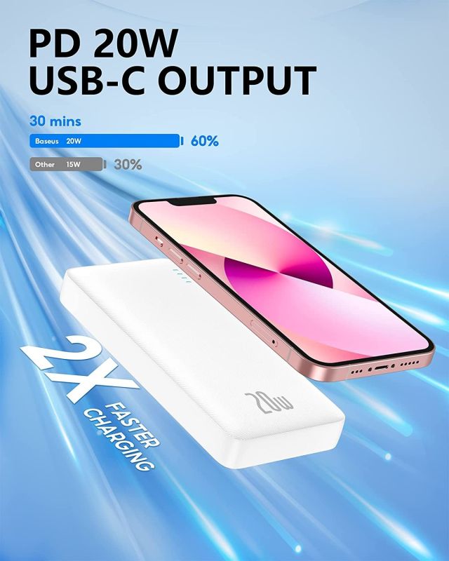 Повербанк (УМБ) Baseus AirPow (PPAP20K), 20000 mAh, 20W, White