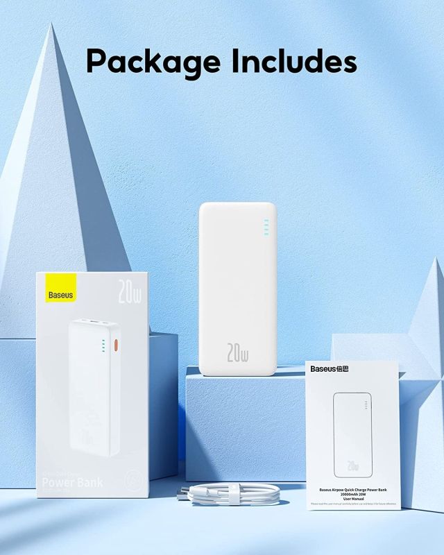 Повербанк (УМБ) Baseus AirPow (PPAP20K), 20000 mAh, 20W, White