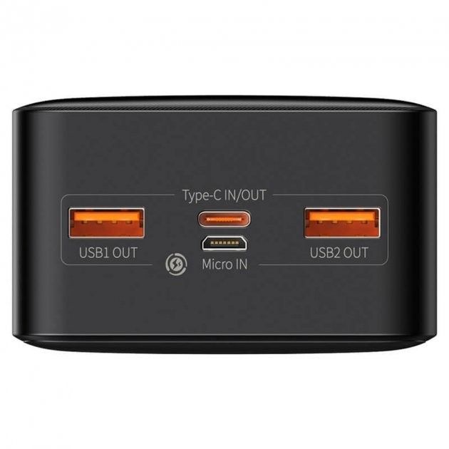Baseus Bipow Digital Display 30000 mAh 20W 3A 2-USB/1-Type-C Чорний