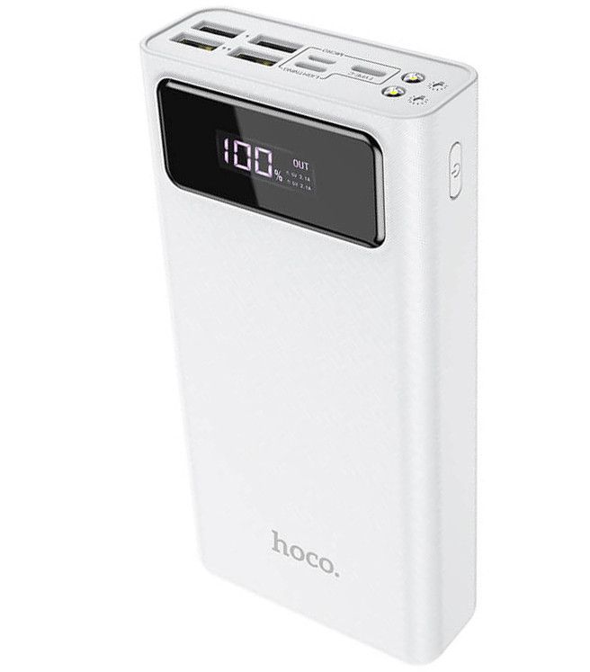 Hoco General J65 30000 mAh, 4USB, Lightning, Type-C, 2A, біле