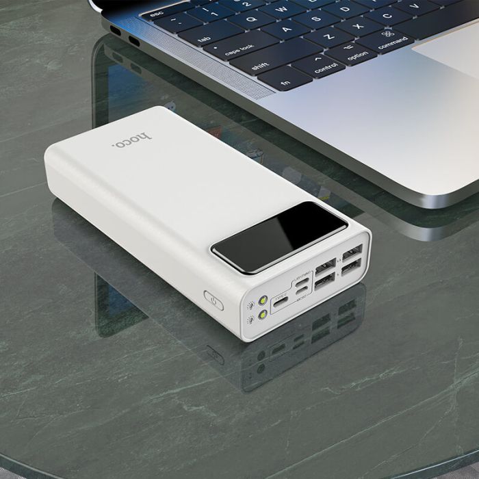 Hoco General J65 30000 mAh, 4USB, Lightning, Type-C, 2A, біле