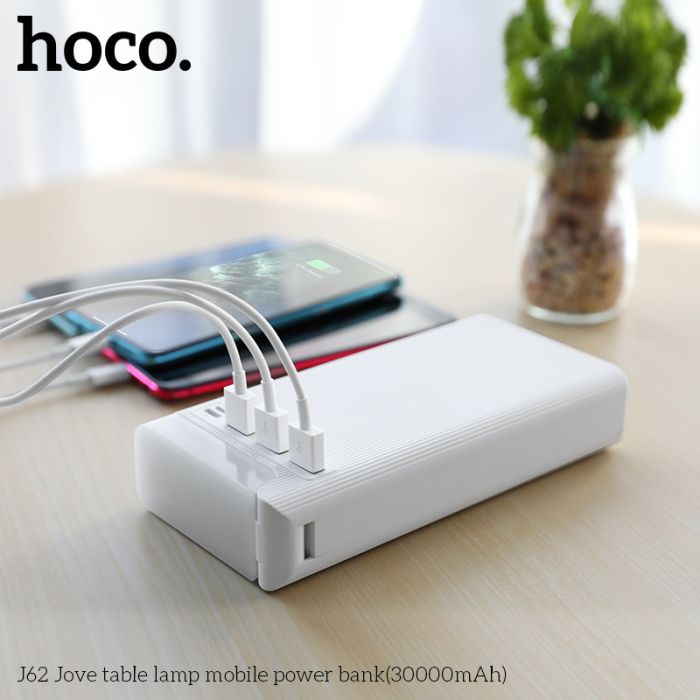 Hoco J62 30000 mAh, 3USB, Type-C, 2A, біле