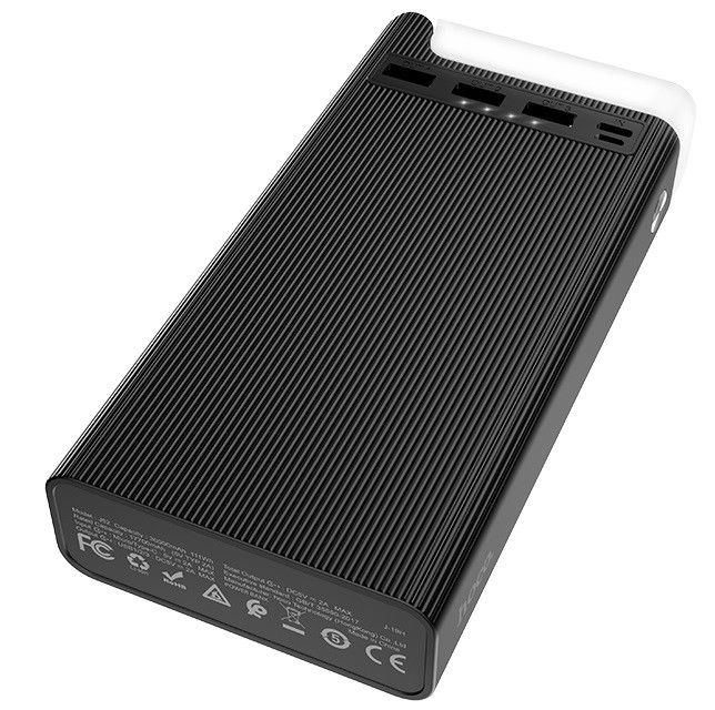Hoco J62 30000 mAh, 3USB, Type-C, 2A, чорне