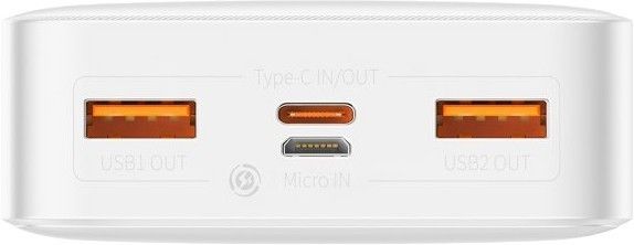 Baseus Bipow 20000 mAh 20W Digital Display 2USB/1Type-C 3 A білий Power bank, портативна батарея