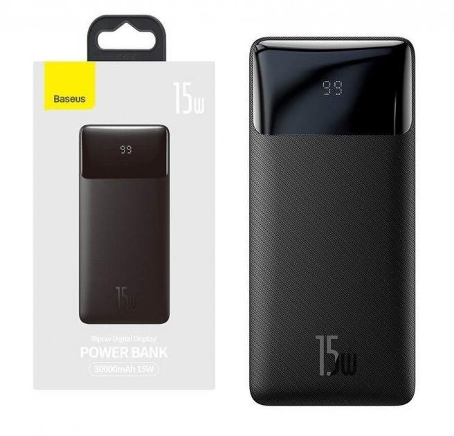 Baseus Bipow 30000 mAh 15W Digital Display 2USB/1Type-C 3A чорний Power bank, портативна