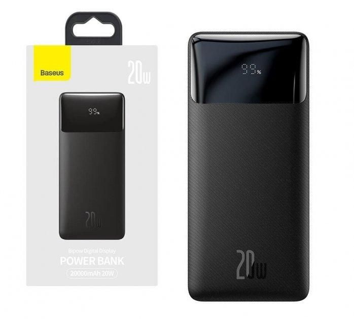 Baseus Bipow 20000 mAh 20W Digital Display 2USB/1Type-C 3 A чорний Power bank, портативна