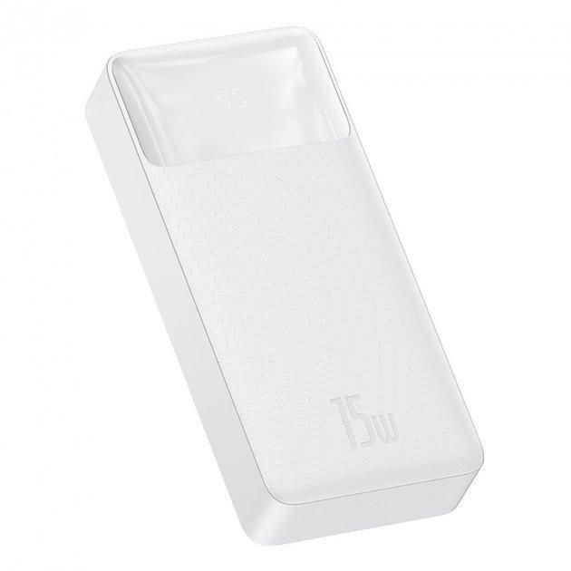 Baseus Bipow 20000 mAh 15W Digital Display 2USB/1Type-C 3A білий Power bank, портативна батарея