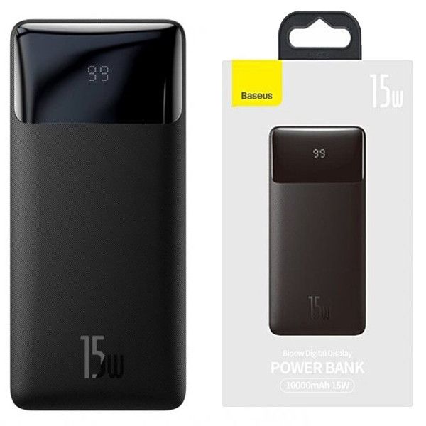 Baseus Bipow 10000 mAh 15W Digital Display 2USB/1Type-C 3 A чорний Power bank, портативна